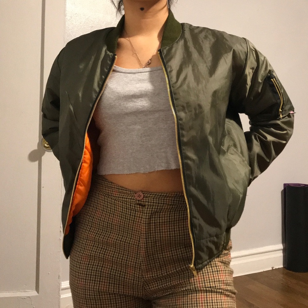 Reclaimed Vintage Military Green Bomber Jacket